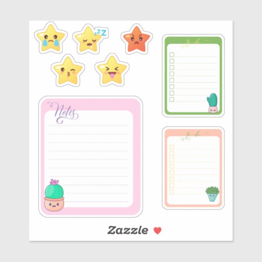 Kawaii Stars Notes to do Sticker (Vel)