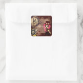 Kawaii Steampunk PinkyP Vierkante Sticker (Tas)