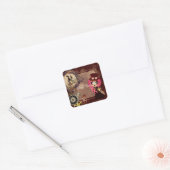Kawaii Steampunk PinkyP Vierkante Sticker (Envelop)