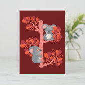 Kawaii stel koalas met hartenboom bedankkaart (Staand voorkant)