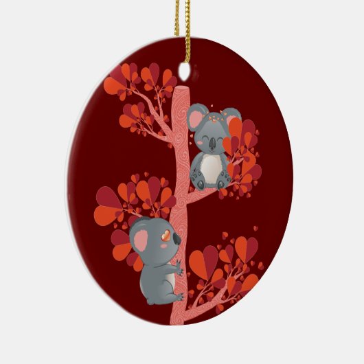 Kawaii stel koalas met hartenboom keramisch ornament (Rechts)