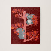 Kawaii stel koalas met hartenboom legpuzzel (Verticaal)