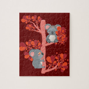 Kawaii stel koalas met hartenboom legpuzzel