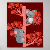 Kawaii stel koalas met hartenboom poster (Voorkant)