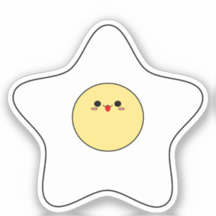 Kawaii Ster Gebakken Ei Vinyl Sticker