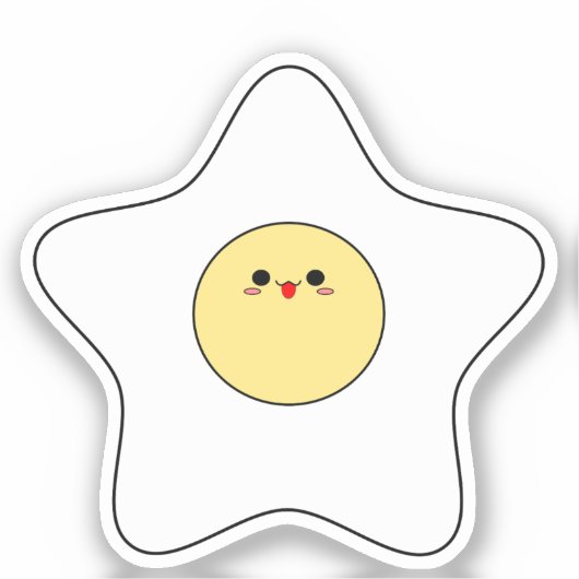 Kawaii Ster Gebakken Ei Vinyl Sticker (Voorkant)