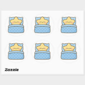 Kawaii ster in bed – Transparante sticker (Vel)