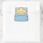 Kawaii ster in bed – Transparante sticker (Tas)