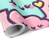 Kawaii sterren, harten en "Yay!" Cadeaupapier (Rol Hoek)