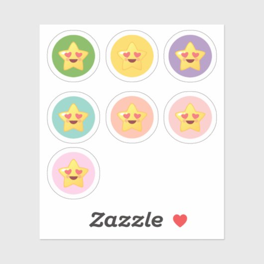 Kawaii sterren in cirkels sticker (Vel)