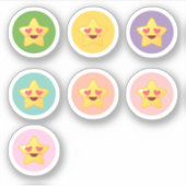 Kawaii sterren in cirkels sticker (Voorkant)
