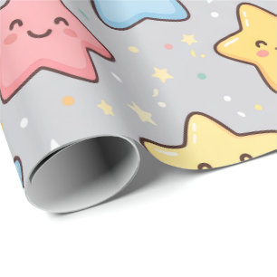 Kawaii sterren naadloos patroon cadeaupapier