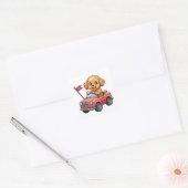 Kawaii Sticker Cavapoo in een Speelgoed-auto (Envelop)