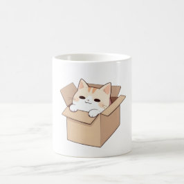 Kawaii stickerontwerp met een schattige kat in een koffiemok
