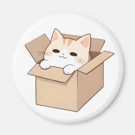 Kawaii stickerontwerp met een schattige kat in een magneet