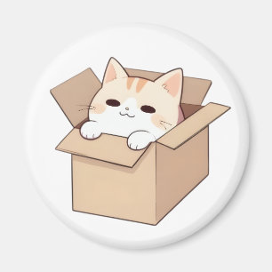 Kawaii stickerontwerp met een schattige kat in een magneet