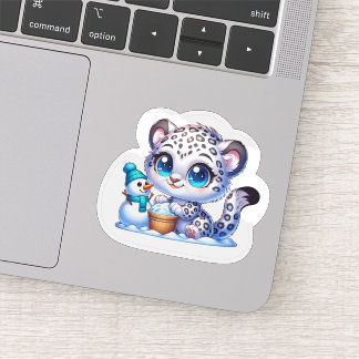 Kawaii Stickers Snow Leopard Sticker Big Cat