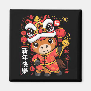 Kawaii stijl jaar van het paard 2026 Chinees Nieuw Magneet