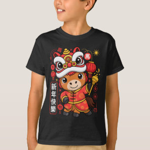 Kawaii stijl jaar van het paard 2026 Chinees Nieuw T-shirt