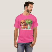 Kawaii-stijl teckel en string van parels - Hond T-shirt (Voorkant volledig)