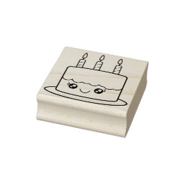 Kawaii stijl verjaardagstaart rubberstempel