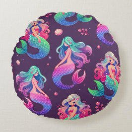 Kawaii stijl zeemeerminnen naadloze Paarse Rond Kussen