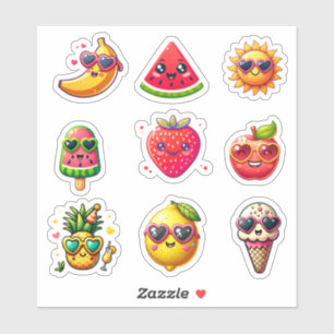Kawaii stijl zomer 9 elementen sticker vel