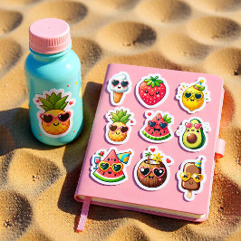 Kawaii stijl zomer  9 Voedsel stickerblad Sticker