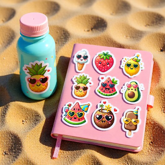 Kawaii stijl zomer 9 Voedsel stickerblad Sticker