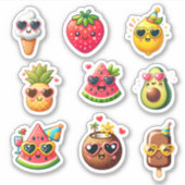 Kawaii stijl zomer 9 Voedsel stickerblad Sticker (Voorkant)