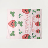 Kawaii Strawberry Baby shower Achtergrond Wandkleed (Voorkant (horizontaal))
