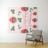 Kawaii Strawberry Baby shower Achtergrond Wandkleed (In Situ (horizontaal))