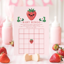Kawaii Strawberry Baby Shower Bingo Game Card Kaart