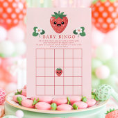 Kawaii Strawberry Baby Shower Bingo Game Card Kaart