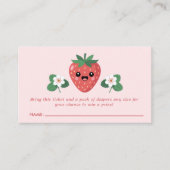 Kawaii Strawberry Baby Shower Diaper Raffle Informatiekaartje (Voorkant)