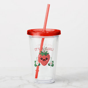 Kawaii Strawberry Baby Shower Het Is Een Meisje Acryl Drinkbeker