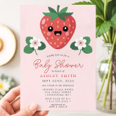 Kawaii Strawberry Baby Shower Kaart