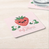 Kawaii Strawberry Baby Shower Kartonnen Onderzetters (Schuin)