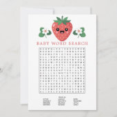 Kawaii Strawberry Baby Shower Word Search Game Kaart (Voorkant)