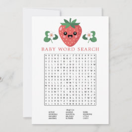 Kawaii Strawberry Baby Shower Word Search Game Kaart