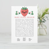 Kawaii Strawberry Baby Shower Word Search Game Kaart (Staand voorkant)