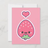 Kawaii Strawberry Birthday Party Invitaires Kaart (Voorkant)