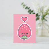 Kawaii Strawberry Birthday Party Invitaires Kaart (Staand voorkant)