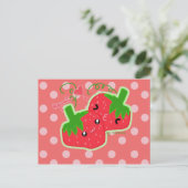 Kawaii Strawberry Briefkaart (Staand voorkant)