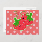 Kawaii Strawberry Briefkaart (Voorkant / Achterkant)