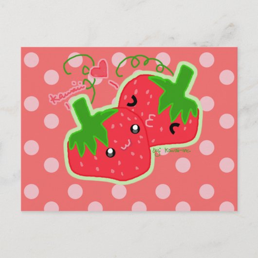 Kawaii Strawberry Briefkaart (Voorkant)