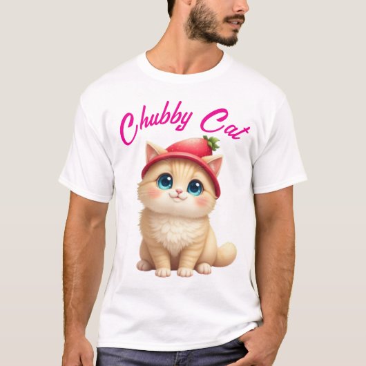 Kawaii Strawberry Cat Charm T-shirt (Voorkant)