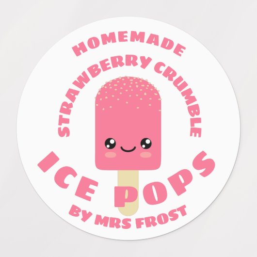 Kawaii Strawberry Crumble Ice Poppen Labels (Design 2)