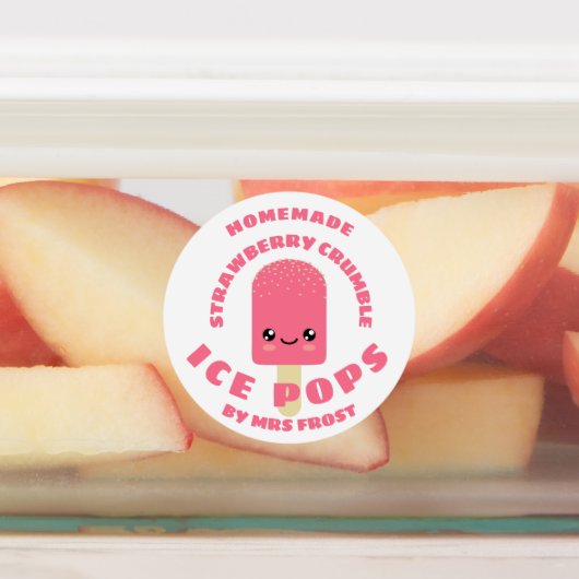Kawaii Strawberry Crumble Ice Poppen Labels (Aangebracht)