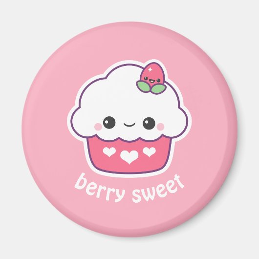 Kawaii Strawberry Cupcake Magneet (Voorkant)